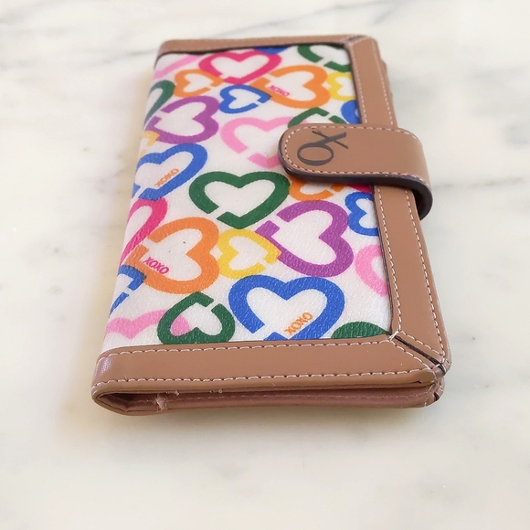 NWOT. XOXO Checkbook Wallet with multi color hearts. - Picture 3 of 4